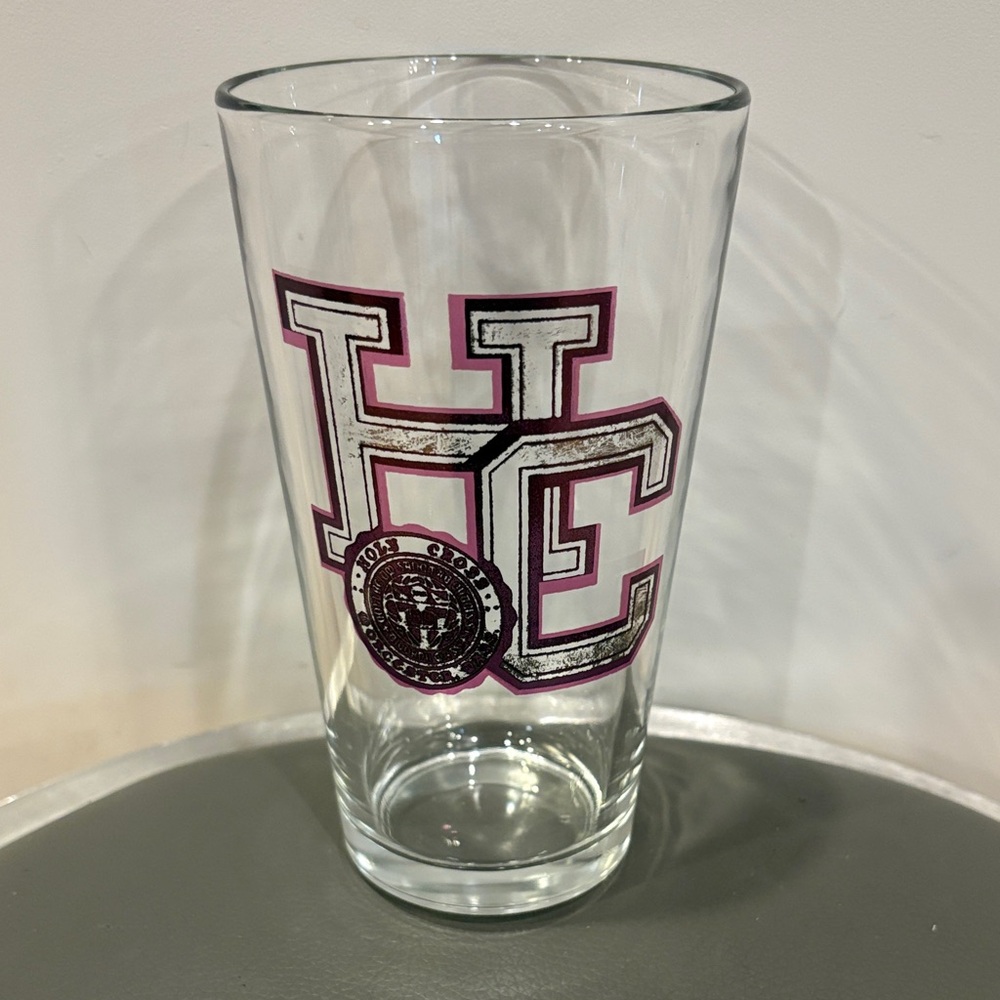 College of the Holy Cross Pint Glass Featuring the the College Emblem